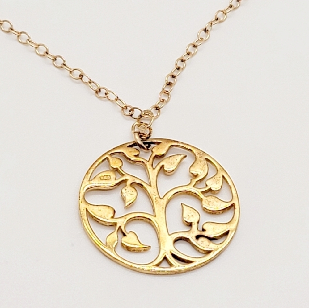 Athena design gold plated tree necklace